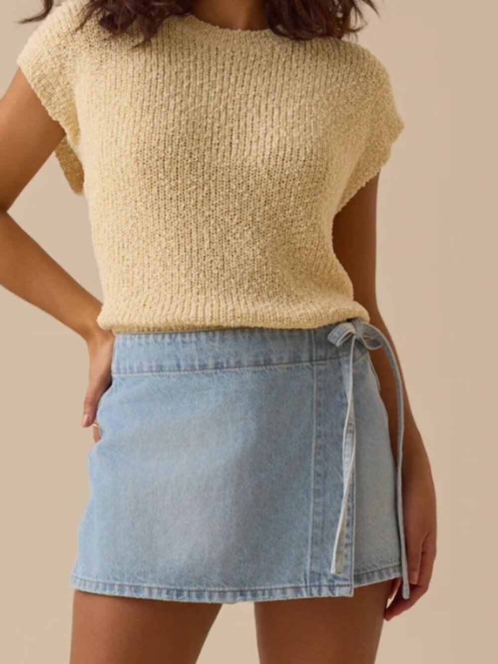 Altar'd State Dylan Side Tie Denim Skort – XS